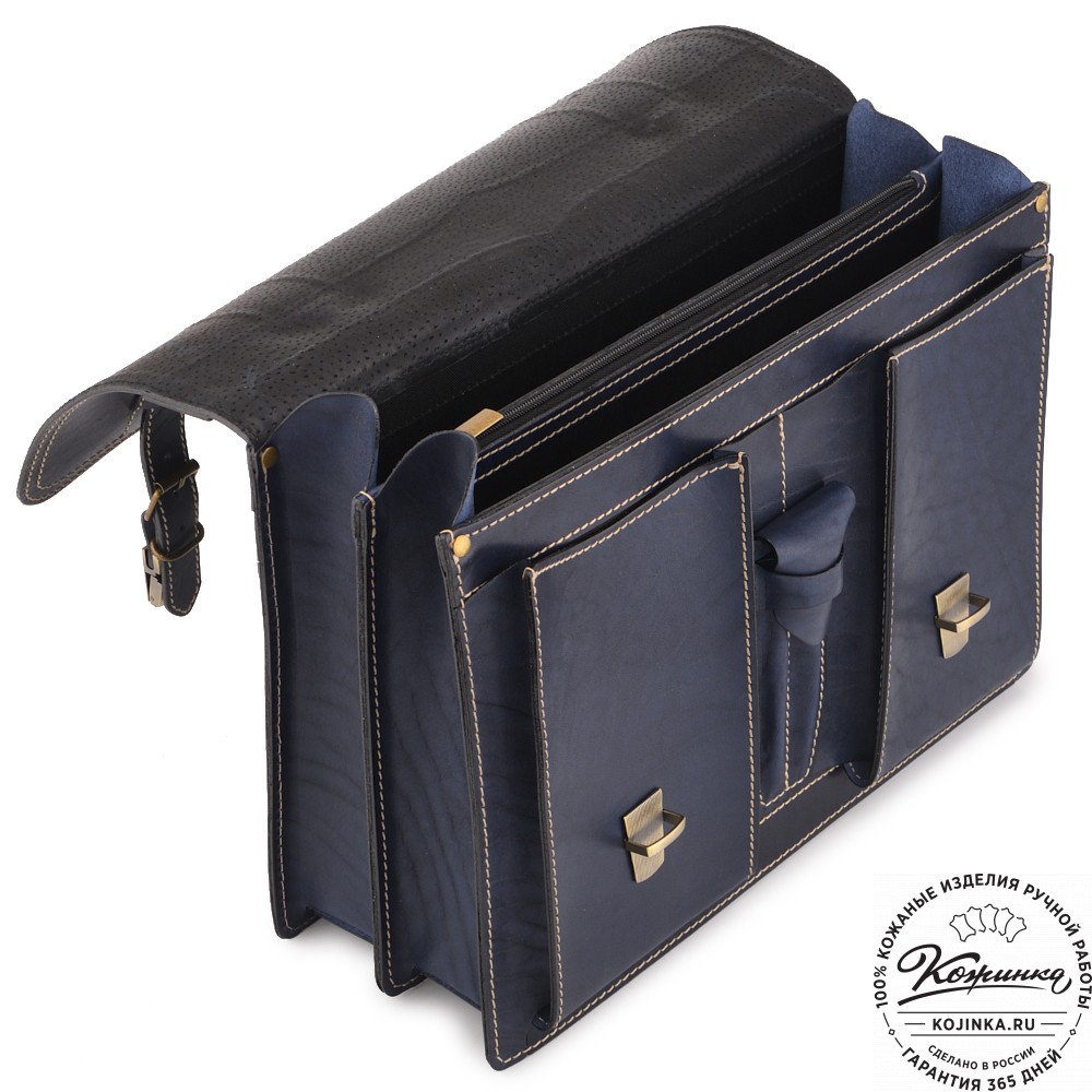 Кожаный портфель "Юрист" (синий)